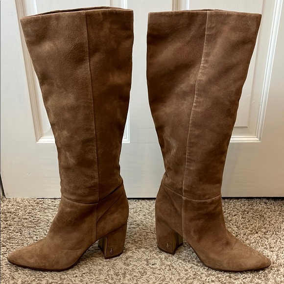 Sam Edleman Brown Suede Leather Upper Knee-High Pointed Toe Boots - Size 8.5 - Picture 4 of 16